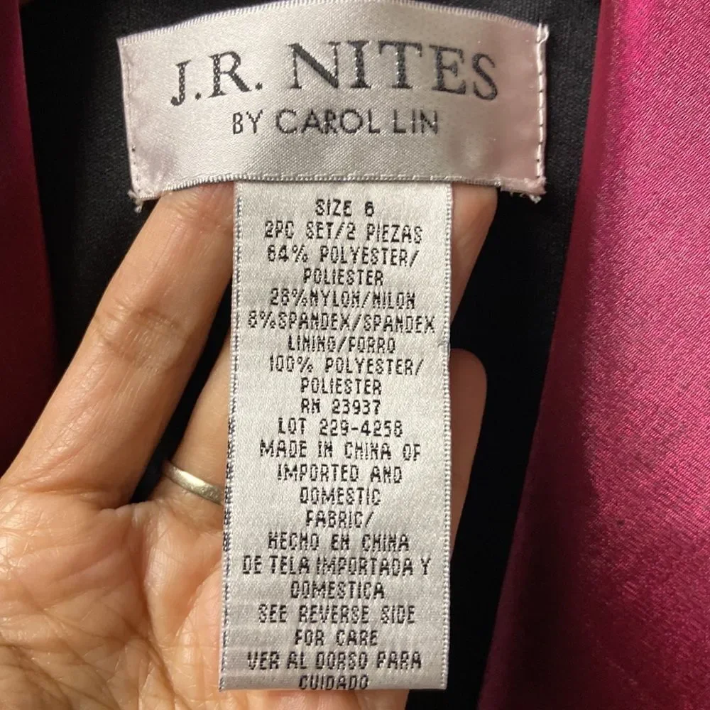 Vintage 90s J.R. Nites by Carol Lin Burgundy Metallic Blazer size 6